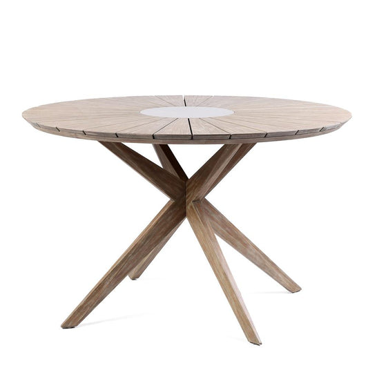 Armen Living - Oasis Santo Outdoor Patio 5 Piece Round Dining Set in Eucalyptus Wood and Charcoal Rope - SETODOASA5LT veiw 4