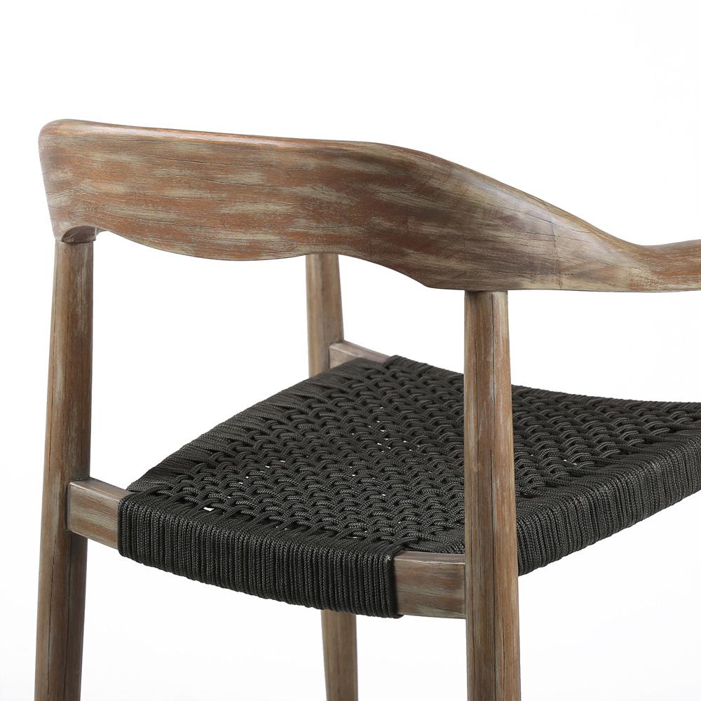 Armen Living - Oasis Santo Outdoor Patio 5 Piece Round Dining Set in Eucalyptus Wood and Charcoal Rope - SETODOASA5LT veiw 5