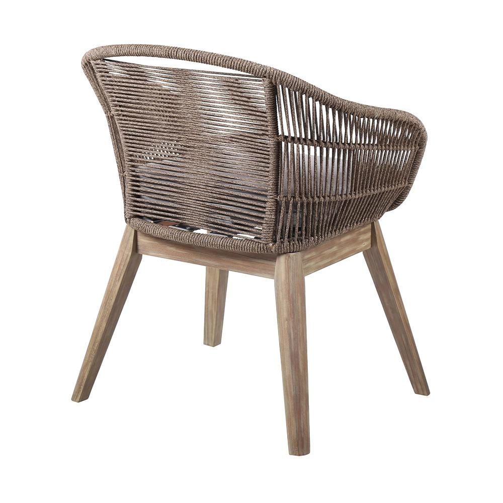 Armen Living - Oasis Tutti Frutti Outdoor Patio 5 Piece Round Dining Set in Eucalyptus Wood with Truffle Rope and Gray Cushions - SETODOATFTRU veiw 3