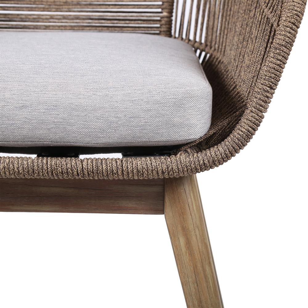 Armen Living - Oasis Tutti Frutti Outdoor Patio 5 Piece Round Dining Set in Eucalyptus Wood with Truffle Rope and Gray Cushions - SETODOATFTRU veiw 5