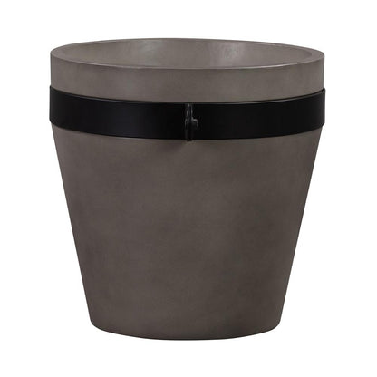 Armen Living - Obsidian Medium Indoor or Outdoor Planter in Grey Concrete with Black Accent - LCOBPLGRBL veiw 1