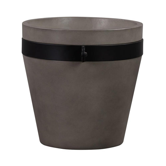 Armen Living - Obsidian Medium Indoor or Outdoor Planter in Grey Concrete with Black Accent - LCOBPLGRBL veiw 1