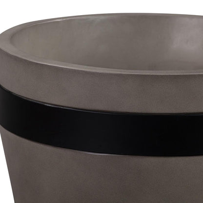 Armen Living - Obsidian Medium Indoor or Outdoor Planter in Grey Concrete with Black Accent - LCOBPLGRBL veiw 4