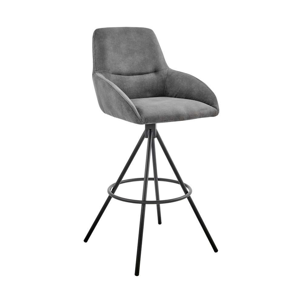 Armen Living - Odessa 26in Counter Height Bar Stool in Charcoal Fabric and Black Finish - LCODBACH26_CLOSEOUT veiw 1