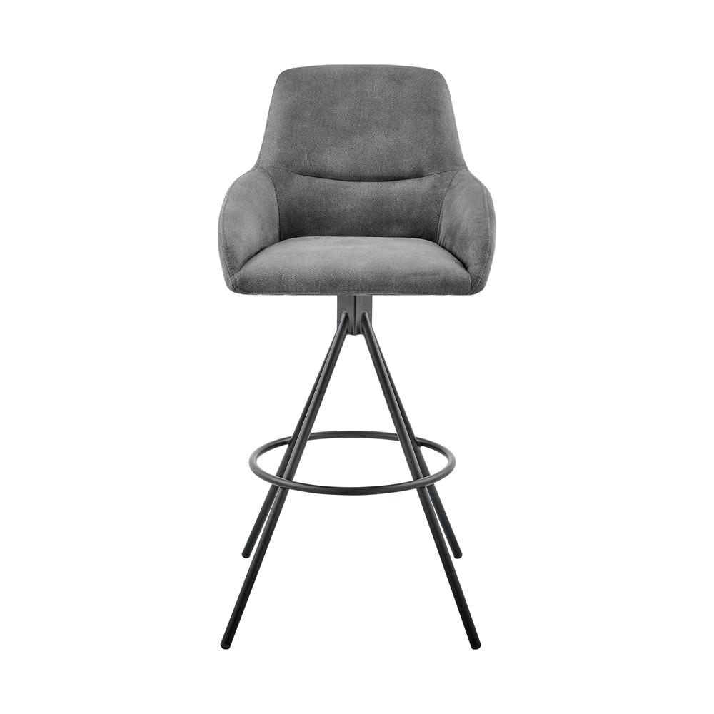 Armen Living - Odessa 30in Bar Height Bar Stool in Charcoal Fabric and Black Finish - LCODBACH30_CLOSEOUT veiw 2