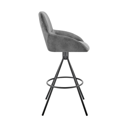 Armen Living - Odessa 30in Bar Height Bar Stool in Charcoal Fabric and Black Finish - LCODBACH30_CLOSEOUT veiw 3