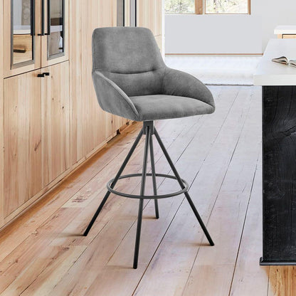 Armen Living - Odessa 30in Bar Height Bar Stool in Charcoal Fabric and Black Finish - LCODBACH30_CLOSEOUT veiw 8