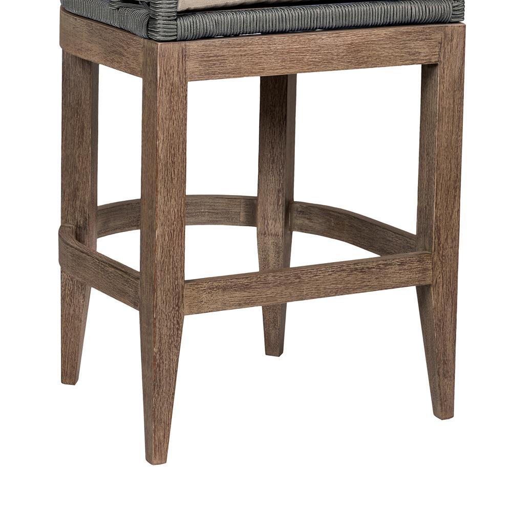 Armen Living - Orbit Outdoor Patio 30in Bar Stool in Weathered Eucalyptus Wood with Gray Rope and Taupe Olefin Cushions - LCORBAEUCTP30 veiw 7