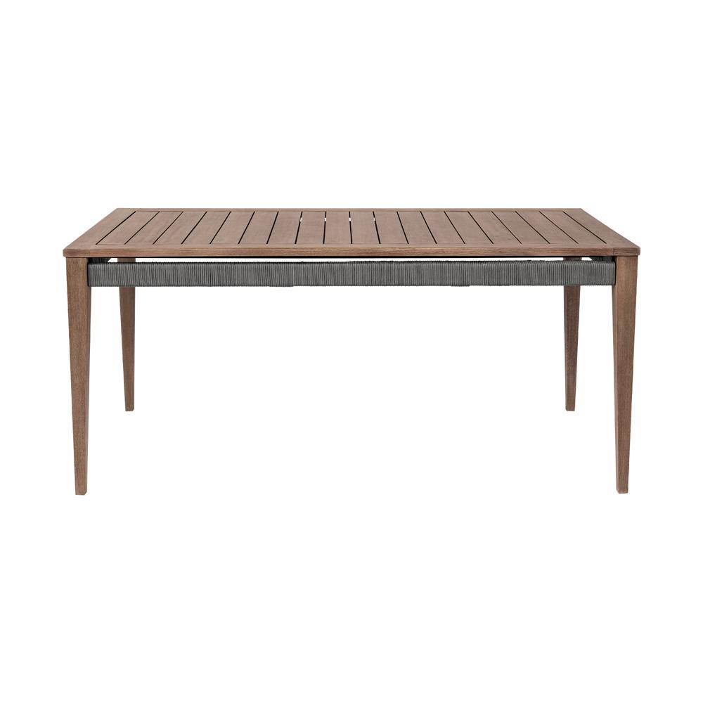 Armen Living - Orbit Outdoor Patio 5 Piece Dining Set in Weathered Eucalyptus Wood with Gray Rope and Taupe Olefin Cushions - SETORDI5EUCTP veiw 5
