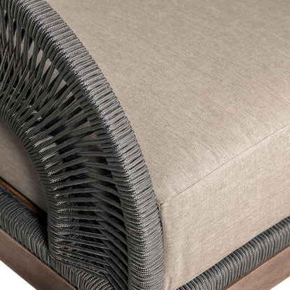 Armen Living - Orbit Outdoor Patio Chair in Weathered Eucalyptus Wood with Gray Rope and Taupe Olefin Cushions - LCORCHEUCTP veiw 5