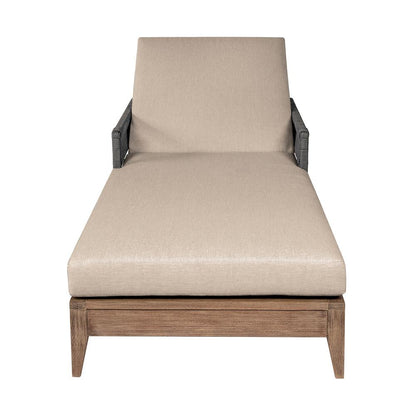 Armen Living - Orbit Outdoor Patio Chaise Lounge Chair in Weathered Eucalyptus Wood with Gray Rope and Taupe Olefin Cushions - LCORLOEUCTP veiw 2