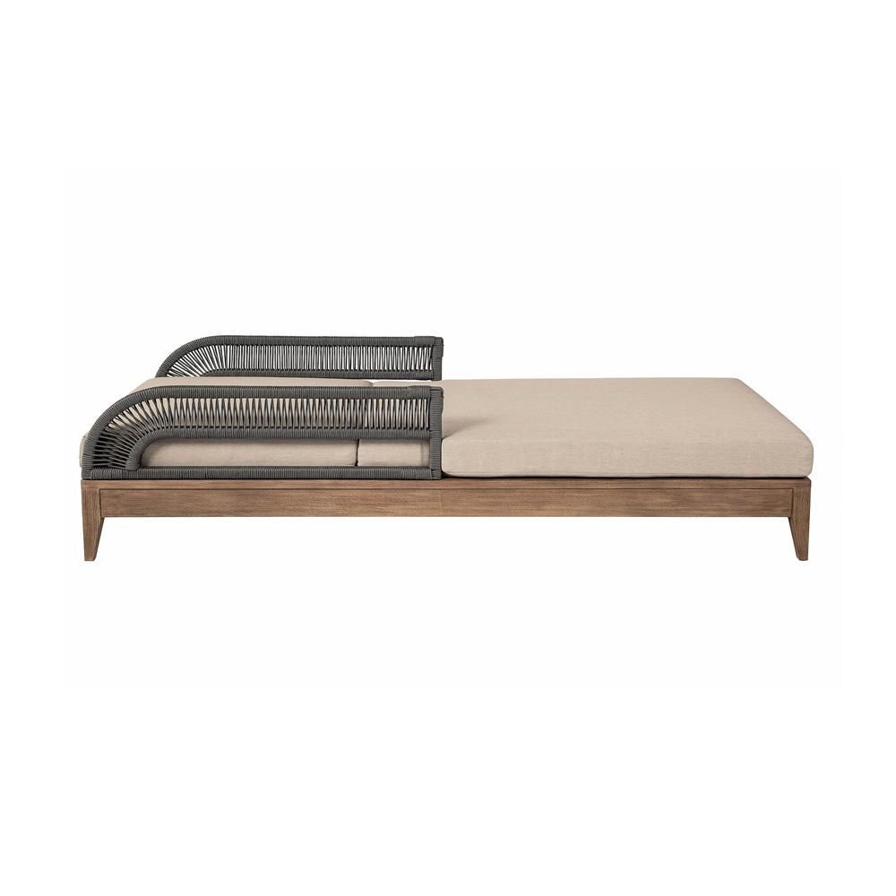 Armen Living - Orbit Outdoor Patio Chaise Lounge Chair in Weathered Eucalyptus Wood with Gray Rope and Taupe Olefin Cushions - LCORLOEUCTP veiw 4