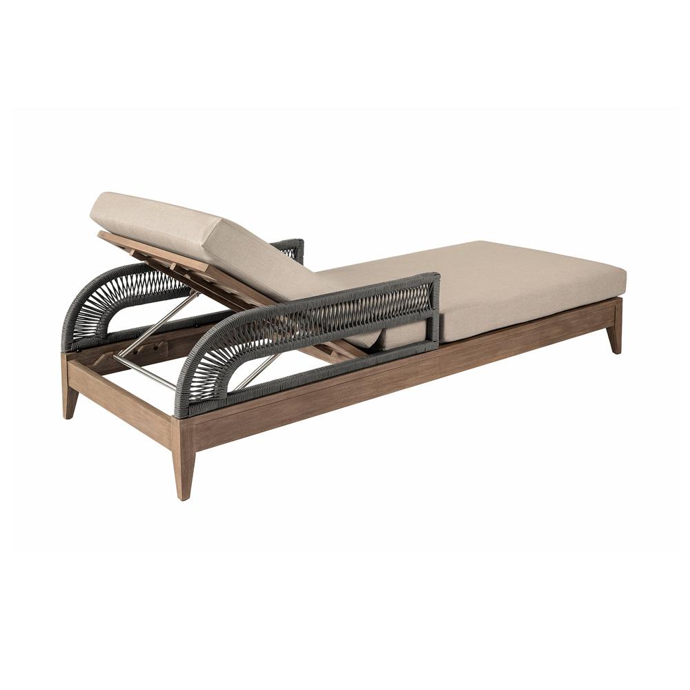 Armen Living - Orbit Outdoor Patio Chaise Lounge Chair in Weathered Eucalyptus Wood with Gray Rope and Taupe Olefin Cushions - LCORLOEUCTP veiw 5