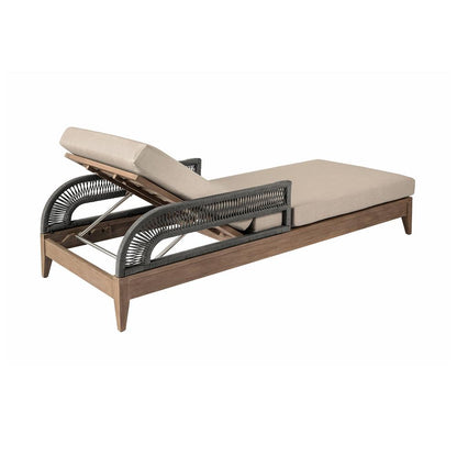 Armen Living - Orbit Outdoor Patio Chaise Lounge Chair in Weathered Eucalyptus Wood with Gray Rope and Taupe Olefin Cushions - LCORLOEUCTP veiw 5