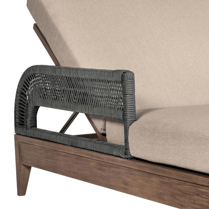 Armen Living - Orbit Outdoor Patio Chaise Lounge Chair in Weathered Eucalyptus Wood with Gray Rope and Taupe Olefin Cushions - LCORLOEUCTP veiw 6