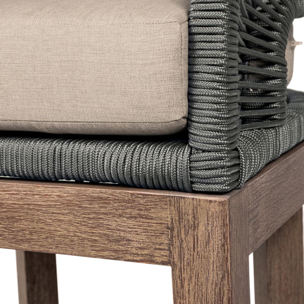 Armen Living - Orbit Outdoor Patio Dining Chair in Weathered Eucalyptus Wood with Gray Rope and Taupe Olefin Cushions - LCORSIEUCTP veiw 6