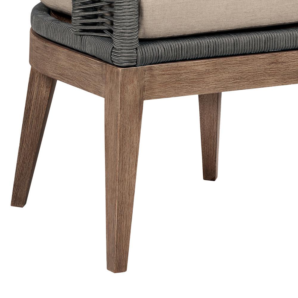 Armen Living - Orbit Outdoor Patio Dining Chair in Weathered Eucalyptus Wood with Gray Rope and Taupe Olefin Cushions - LCORSIEUCTP veiw 7