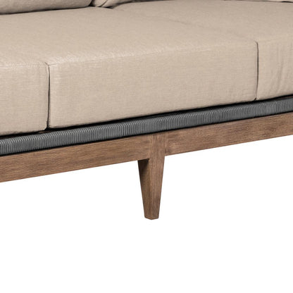 Armen Living - Orbit Outdoor Patio Sofa in Weathered Eucalyptus Wood with Gray Rope and Taupe Olefin Cushions - LCORSOEUCTP veiw 6