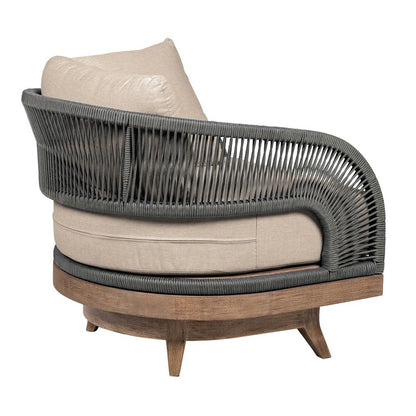 Armen Living - Orbit Swivel Outdoor Patio Chair in Weathered Eucalyptus Wood with Gray Rope and Taupe Olefin Cushions - LCORSCHEUCTP veiw 4