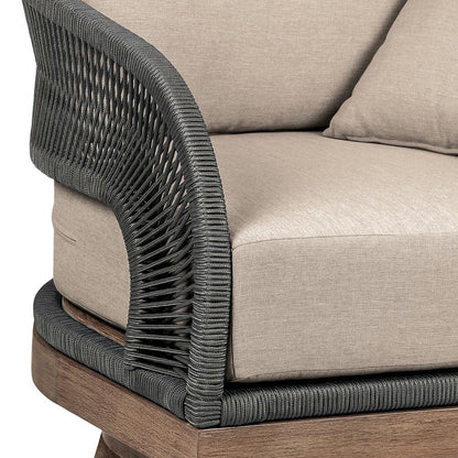 Armen Living - Orbit Swivel Outdoor Patio Chair in Weathered Eucalyptus Wood with Gray Rope and Taupe Olefin Cushions - LCORSCHEUCTP veiw 5