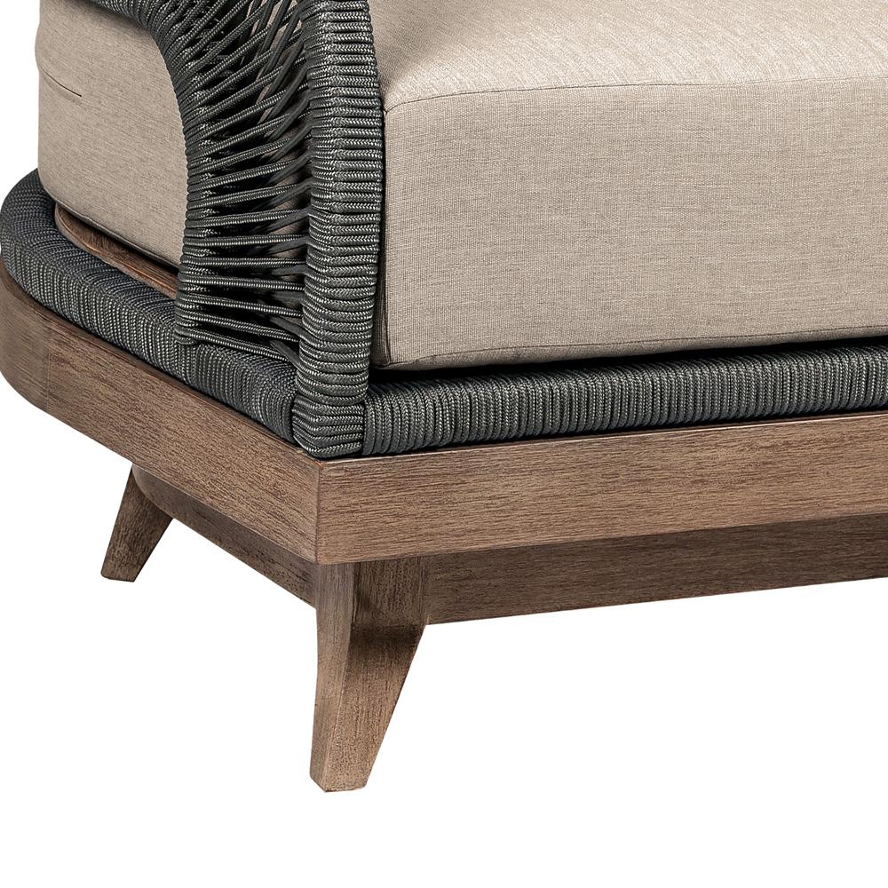 Armen Living - Orbit Swivel Outdoor Patio Chair in Weathered Eucalyptus Wood with Gray Rope and Taupe Olefin Cushions - LCORSCHEUCTP veiw 6