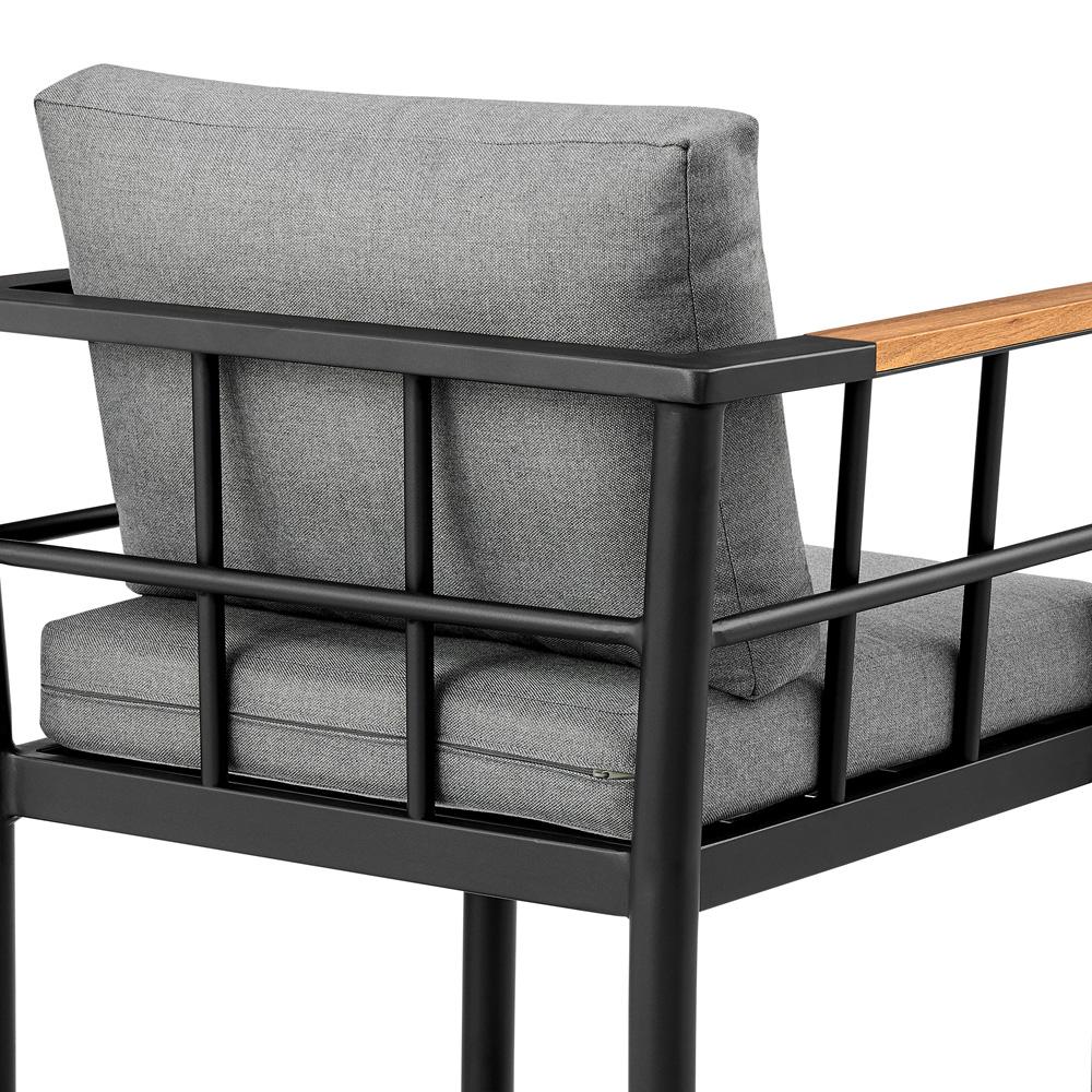 Armen Living - Orlando Outdoor Patio Bar Stool in Aluminum and Teak with Gray Cushions - LCOOBLGR30 veiw 6