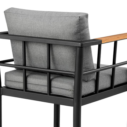 Armen Living - Orlando Outdoor Patio Bar Stool in Aluminum and Teak with Gray Cushions - LCOOBLGR30 veiw 6