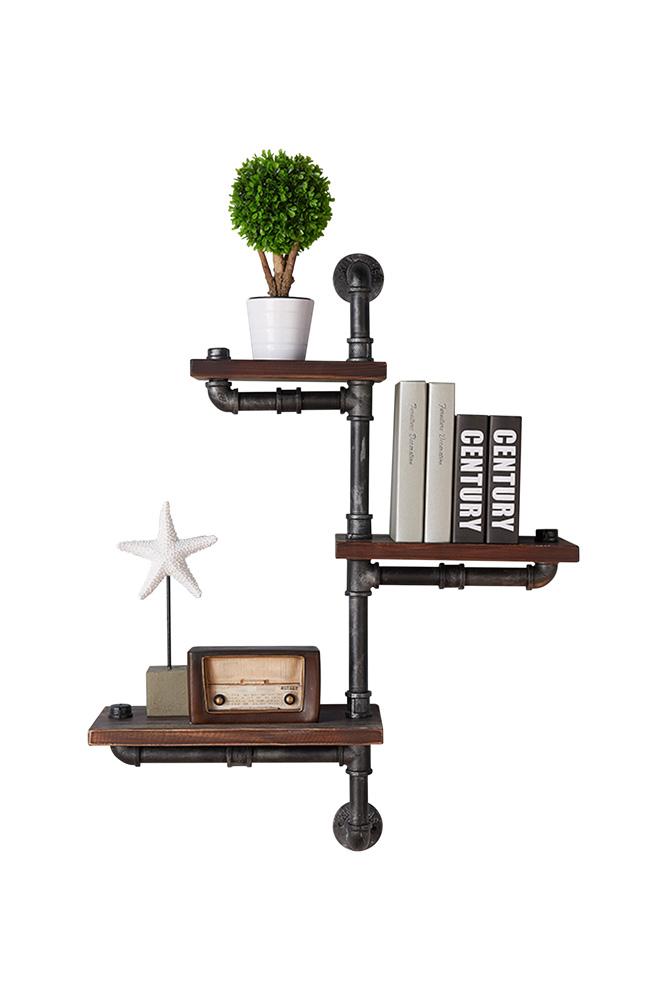 Armen Living - Orton Industrial Pine Wood Floating Wall Shelf in Gray and Walnut Finish 30in - LCORSH30_CLOSEOUT veiw 1