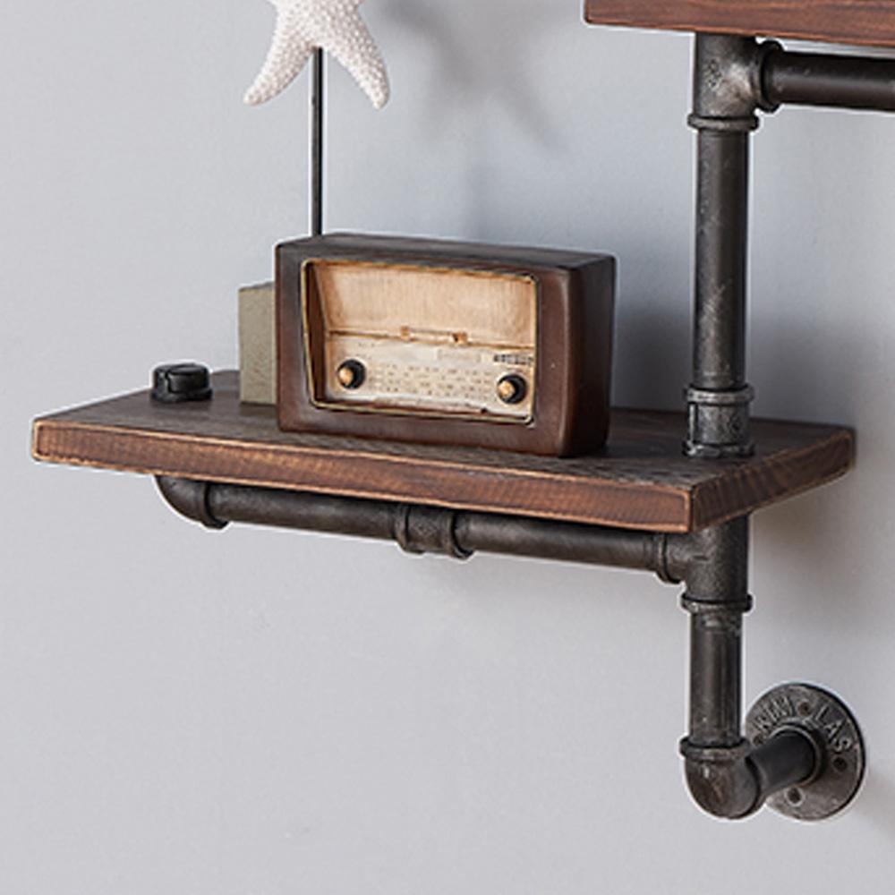 Armen Living - Orton Industrial Pine Wood Floating Wall Shelf in Gray and Walnut Finish 30in - LCORSH30_CLOSEOUT veiw 2