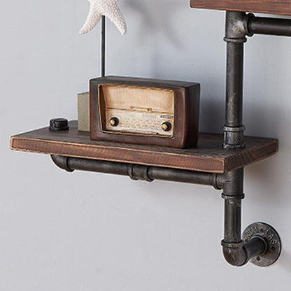 Armen Living - Orton Industrial Pine Wood Floating Wall Shelf in Gray and Walnut Finish 30in - LCORSH30_CLOSEOUT veiw 2