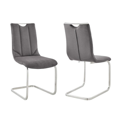 Armen Living - Pacific Dining Room Accent Chair in Gray Fabric and Brushed Stainless Steel Finish (Set of 2) - LCPCSIGRFBC - CLOSEOUT veiw 1