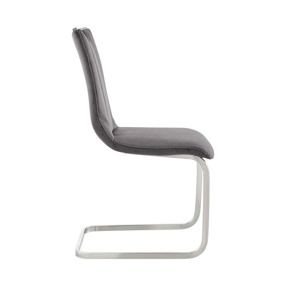 Armen Living - Pacific Dining Room Accent Chair in Gray Fabric and Brushed Stainless Steel Finish (Set of 2) - LCPCSIGRFBC - CLOSEOUT veiw 3