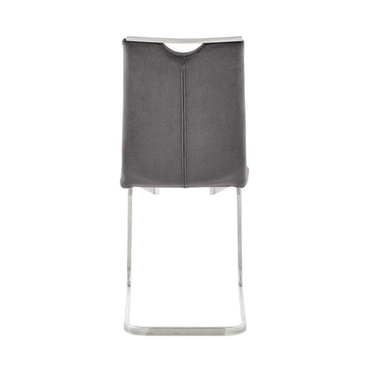 Armen Living - Pacific Dining Room Accent Chair in Gray Fabric and Brushed Stainless Steel Finish (Set of 2) - LCPCSIGRFBC - CLOSEOUT veiw 5
