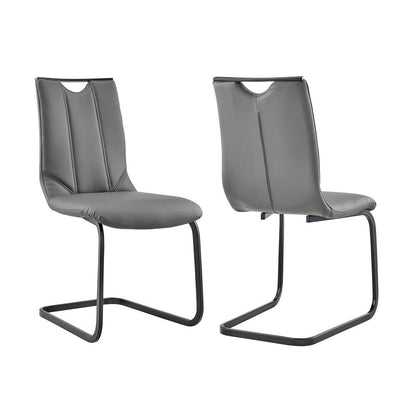 Armen Living - Pacific Dining Room Chair in Gray Faux Leather and Black Finish (Set of 2) - LCPCSIGRPU - CLOSEOUT veiw 1