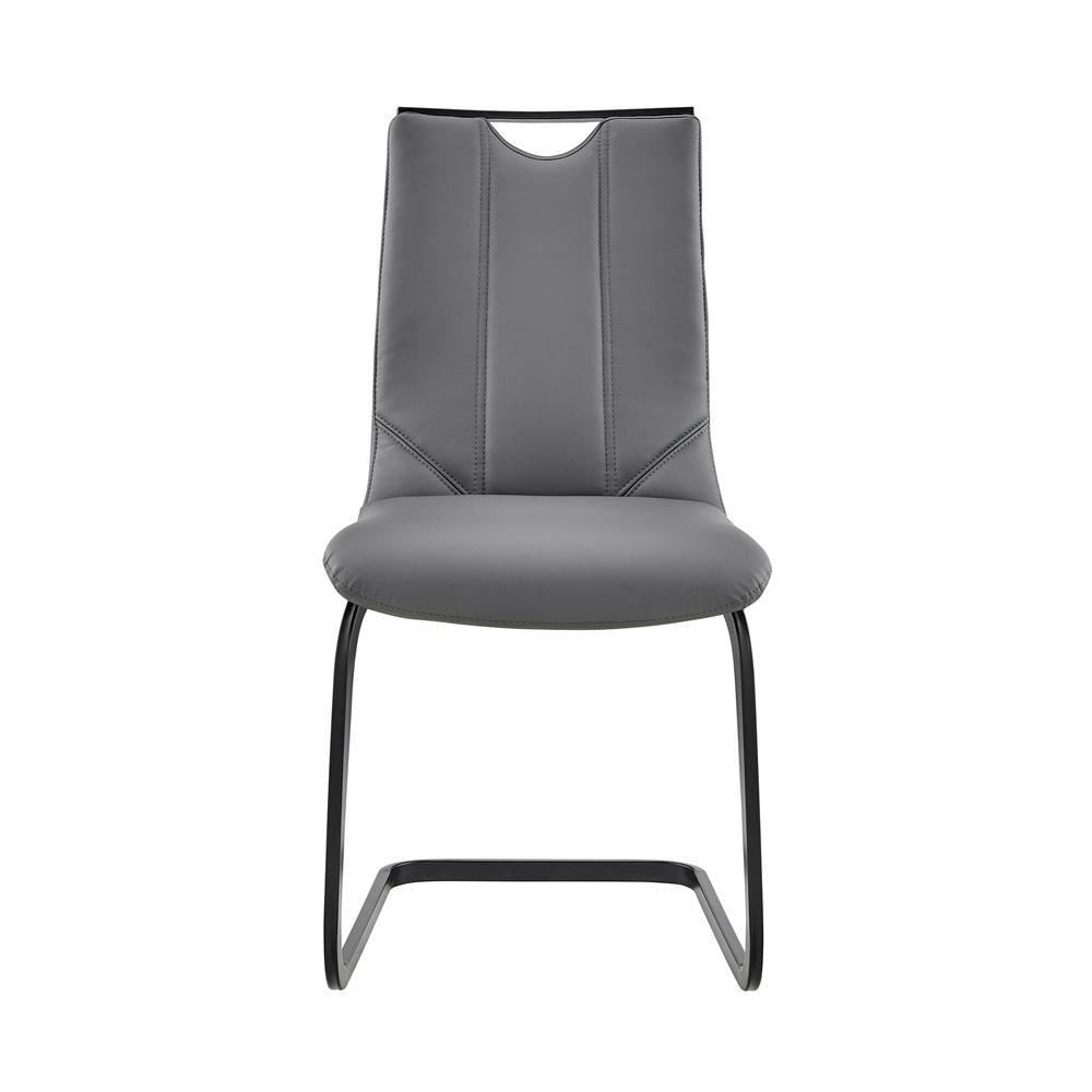 Armen Living - Pacific Dining Room Chair in Gray Faux Leather and Black Finish (Set of 2) - LCPCSIGRPU - CLOSEOUT veiw 2