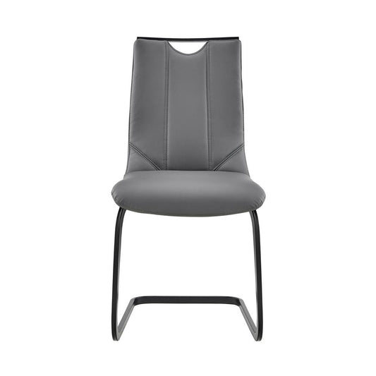 Armen Living - Pacific Dining Room Chair in Gray Faux Leather and Black Finish (Set of 2) - LCPCSIGRPU - CLOSEOUT veiw 2