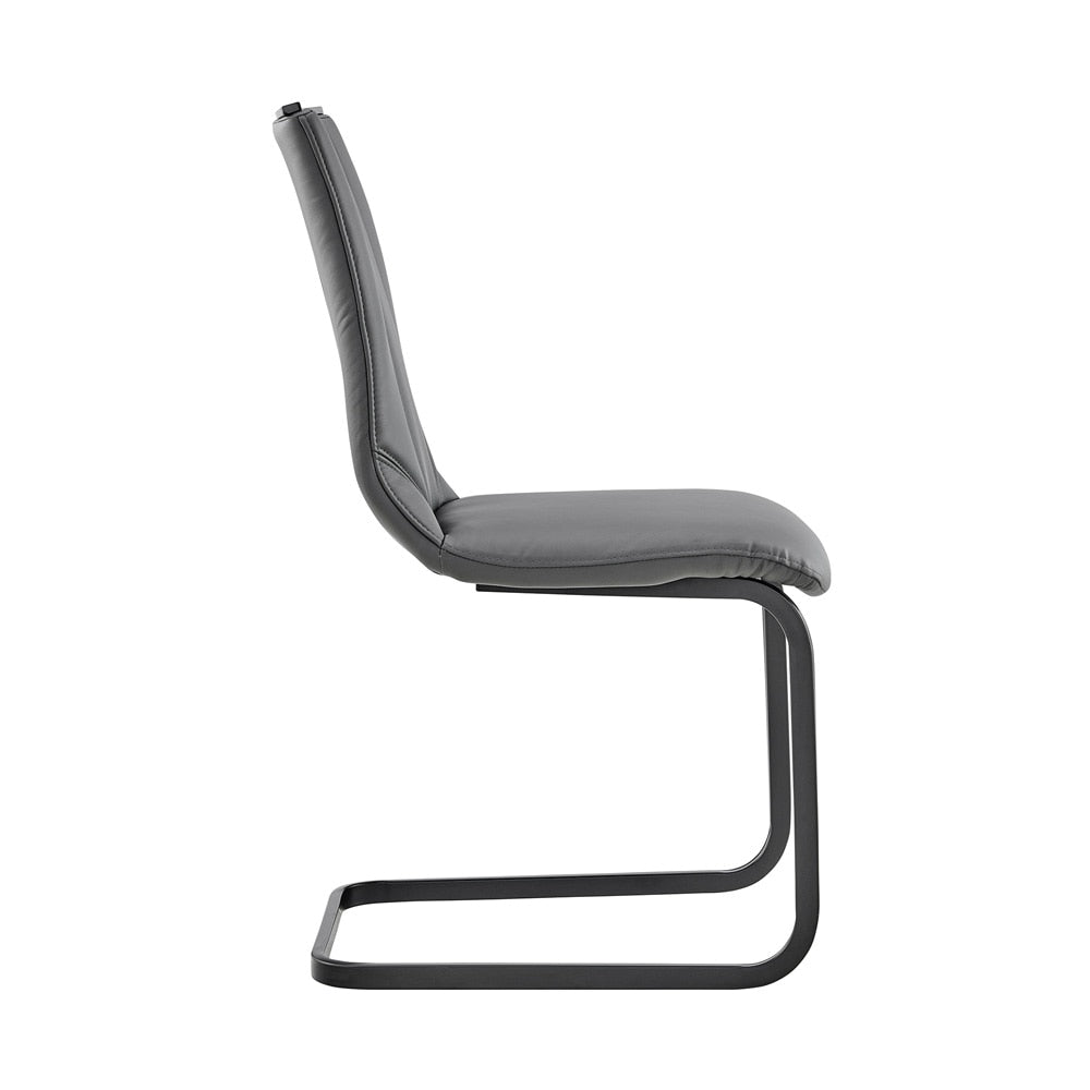 Armen Living - Pacific Dining Room Chair in Gray Faux Leather and Black Finish (Set of 2) - LCPCSIGRPU - CLOSEOUT veiw 3
