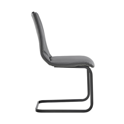 Armen Living - Pacific Dining Room Chair in Gray Faux Leather and Black Finish (Set of 2) - LCPCSIGRPU - CLOSEOUT veiw 3