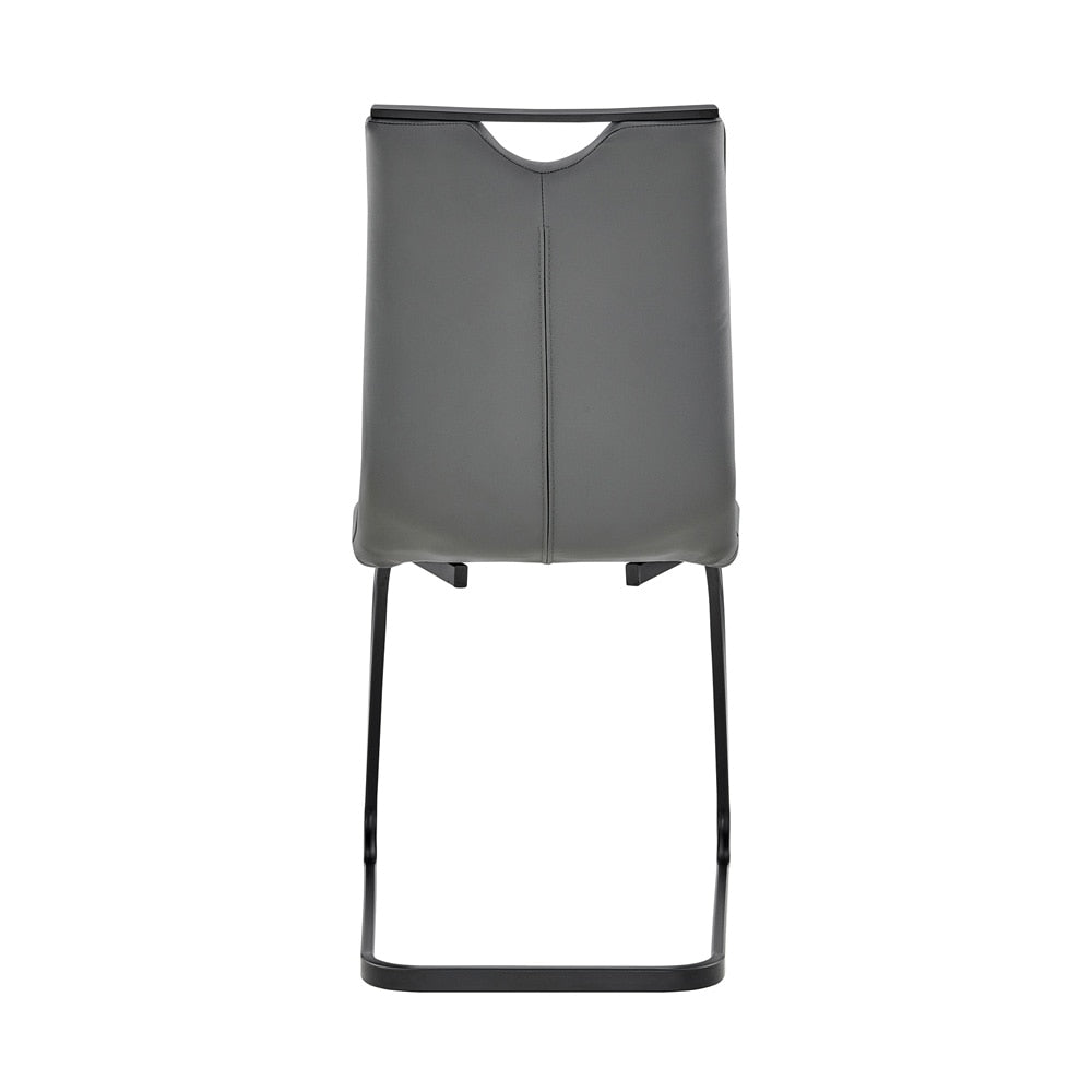 Armen Living - Pacific Dining Room Chair in Gray Faux Leather and Black Finish (Set of 2) - LCPCSIGRPU - CLOSEOUT veiw 5