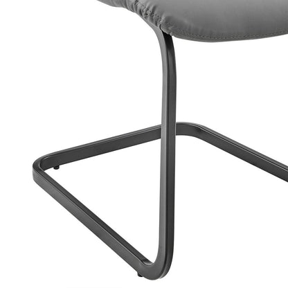 Armen Living - Pacific Dining Room Chair in Gray Faux Leather and Black Finish (Set of 2) - LCPCSIGRPU - CLOSEOUT veiw 7
