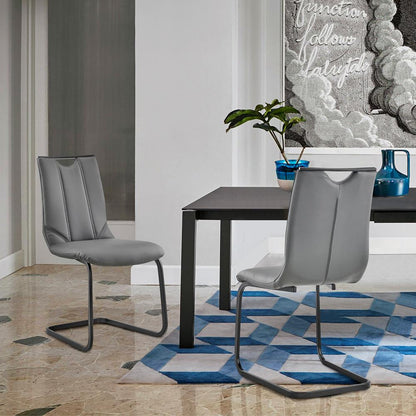 Armen Living - Pacific Dining Room Chair in Gray Faux Leather and Black Finish (Set of 2) - LCPCSIGRPU - CLOSEOUT veiw 8