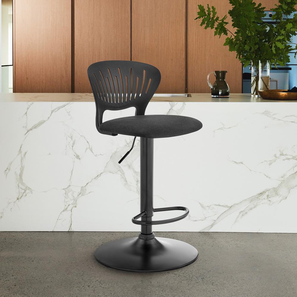 Armen Living - Padua Adjustable Black Upholstery Swivel Stool - LCPDBABLBL veiw 7