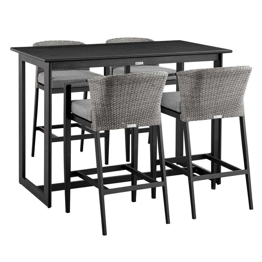 Armen Living - Palma Outdoor Patio 5-Piece Bar Table Set in Aluminum with Gray Cushions - SETODPA5BTBLGRY veiw 1