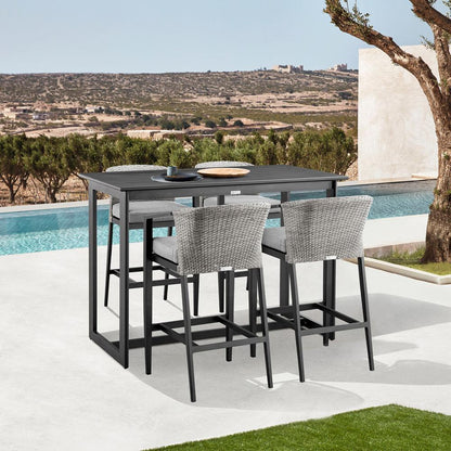 Armen Living - Palma Outdoor Patio 5-Piece Bar Table Set in Aluminum with Gray Cushions - SETODPA5BTBLGRY veiw 8