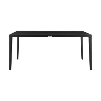 Armen Living - Palma Outdoor Patio 7-Piece Dining Table Set in Aluminum and Wicker with Gray Cushions - SETODDIBL veiw 4