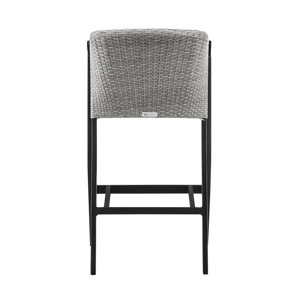 Armen Living - Palma Outdoor Patio Counter Height Bar Stool in Aluminum and Wicker with Gray Cushions - LCPFBAGR26 veiw 5