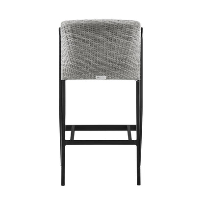 Armen Living - Palma Outdoor Patio Counter Height Bar Stool in Aluminum and Wicker with Gray Cushions - LCPFBAGR26 veiw 5