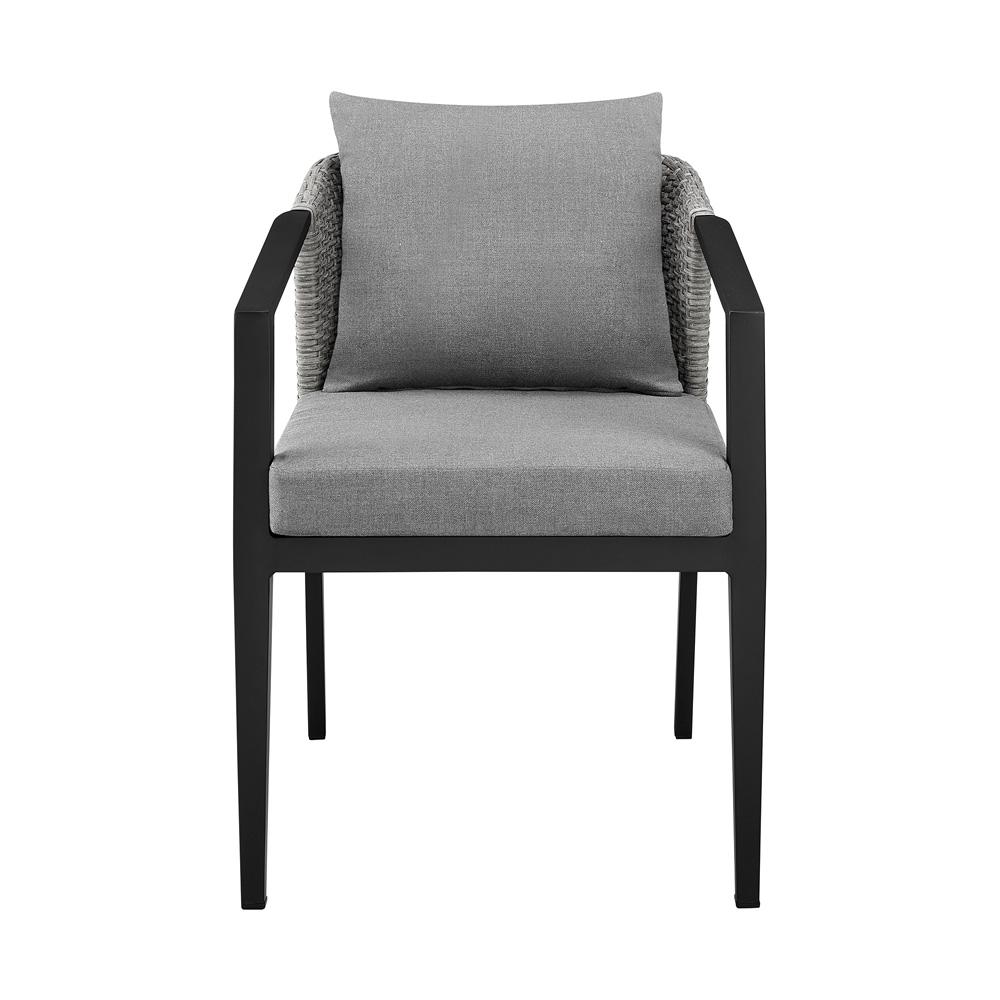 Armen Living - Palma Outdoor Patio Dining Chairs in Aluminum and Wicker with Gray Cushions - Set of 2 - LCPFSIGR veiw 3