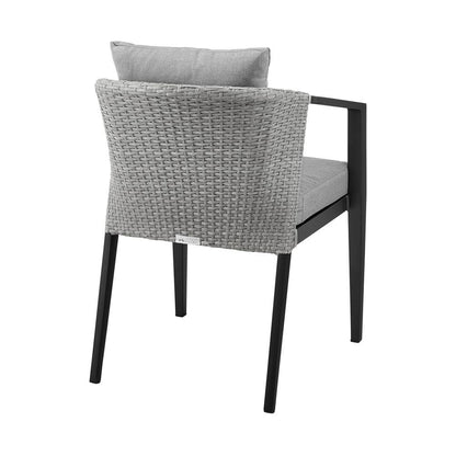 Armen Living - Palma Outdoor Patio Dining Chairs in Aluminum and Wicker with Gray Cushions - Set of 2 - LCPFSIGR veiw 5