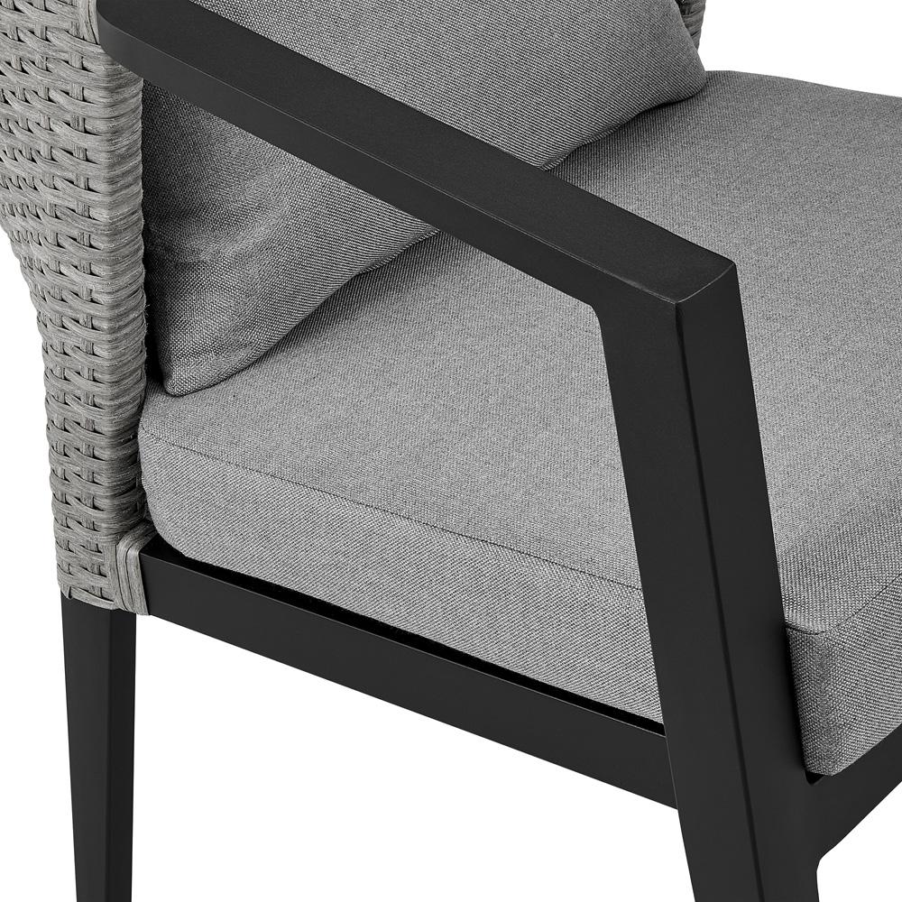 Armen Living - Palma Outdoor Patio Dining Chairs in Aluminum and Wicker with Gray Cushions - Set of 2 - LCPFSIGR veiw 6